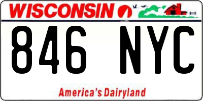 WI license plate 846NYC