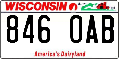 WI license plate 846OAB