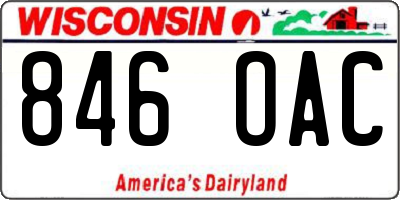WI license plate 846OAC