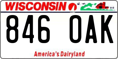 WI license plate 846OAK