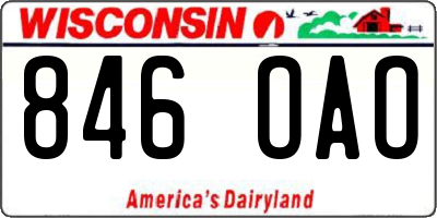 WI license plate 846OAO