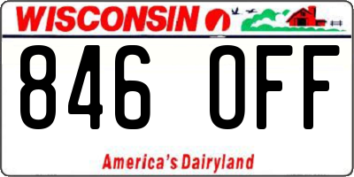 WI license plate 846OFF