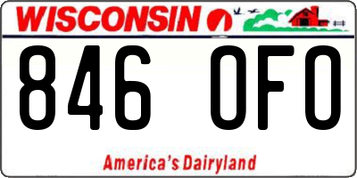 WI license plate 846OFO