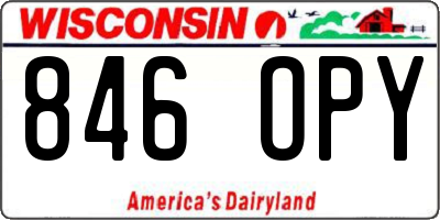 WI license plate 846OPY