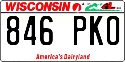 WI license plate 846PKO