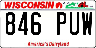 WI license plate 846PUW