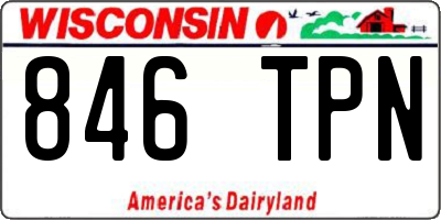 WI license plate 846TPN