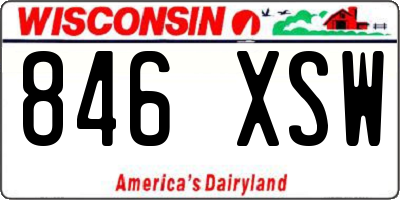 WI license plate 846XSW