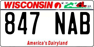WI license plate 847NAB