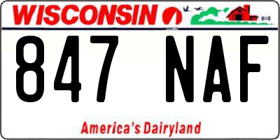 WI license plate 847NAF