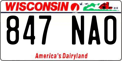 WI license plate 847NAO