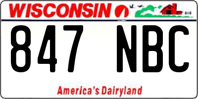WI license plate 847NBC
