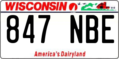 WI license plate 847NBE