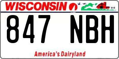 WI license plate 847NBH