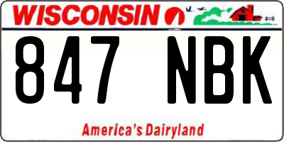 WI license plate 847NBK