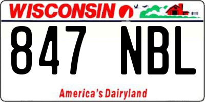 WI license plate 847NBL