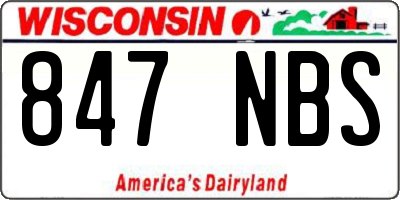 WI license plate 847NBS