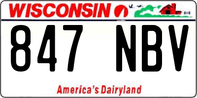 WI license plate 847NBV