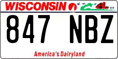 WI license plate 847NBZ