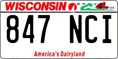 WI license plate 847NCI