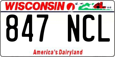 WI license plate 847NCL