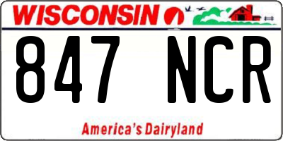 WI license plate 847NCR