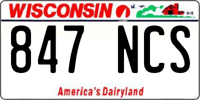 WI license plate 847NCS