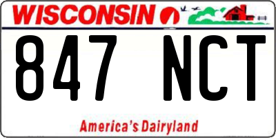 WI license plate 847NCT