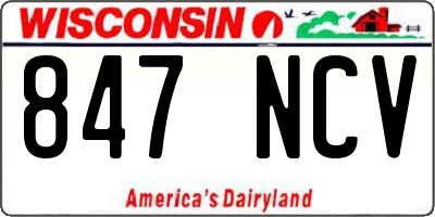 WI license plate 847NCV