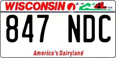 WI license plate 847NDC