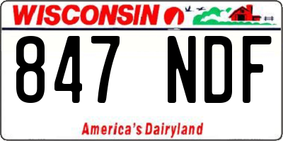 WI license plate 847NDF
