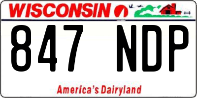 WI license plate 847NDP