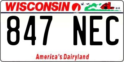 WI license plate 847NEC