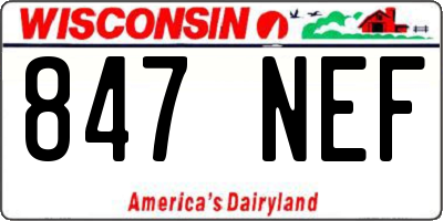 WI license plate 847NEF