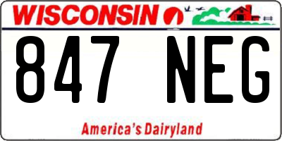 WI license plate 847NEG