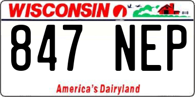 WI license plate 847NEP