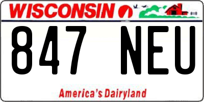 WI license plate 847NEU