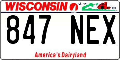 WI license plate 847NEX