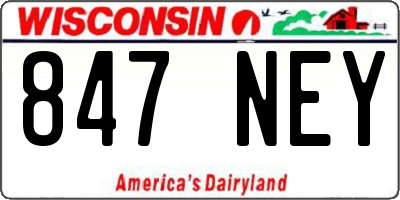 WI license plate 847NEY