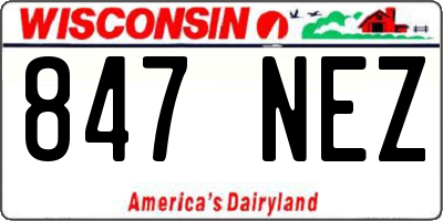 WI license plate 847NEZ
