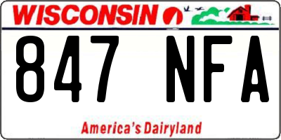 WI license plate 847NFA