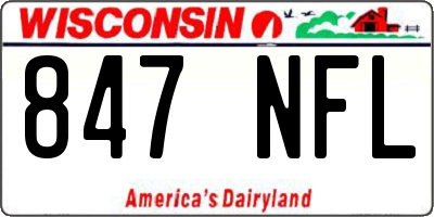 WI license plate 847NFL