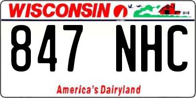 WI license plate 847NHC