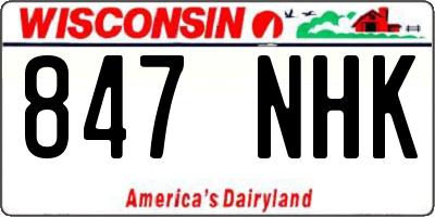 WI license plate 847NHK