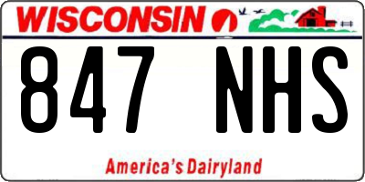 WI license plate 847NHS