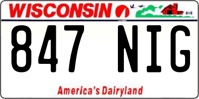 WI license plate 847NIG