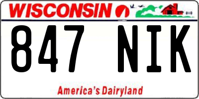 WI license plate 847NIK