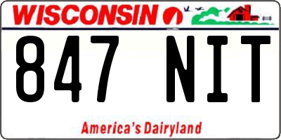 WI license plate 847NIT