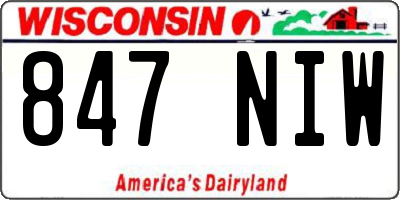 WI license plate 847NIW