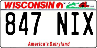 WI license plate 847NIX